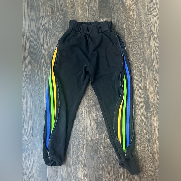 Lola + The Boys Other - Lola and the Boys side zipper joggers - youth size 8 - joggers reveal stripes